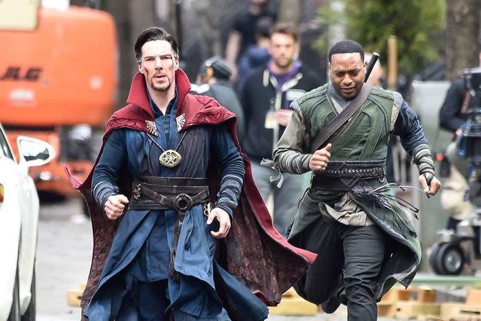 Benedict Cumberbatch and Chiwetel Ejiofor on set of "Doctor Strange"
