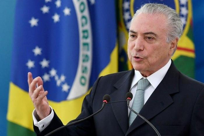 Brazilian President Michel Temer, seen December 7, 2016, is accused of asking construction firm Odebrecht for nearly $3 million in campaign funds by a jailed former executive of the company as part of a plea deal, a claim which Temer denies