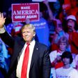 Republican presidential candidate Donald Trump waves to the crowd during a campaign rally at the US Bank Arena on October 13, 2016 in Cincinnati, Ohio