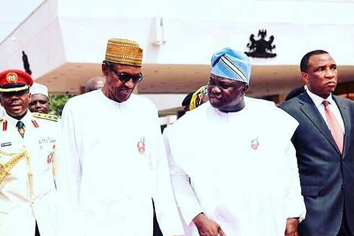 President Muhammadu Buhari with Lagos State Governor, Akinwunmi Ambode on December 15, 2016