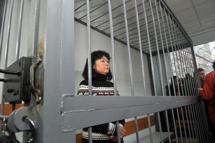 Galyna Kovalenko, 52-year-old Ukrainian language teacher, is seen during the hearing at the court in eastern Ukrainian city of Kharkiv on November 23, 2016