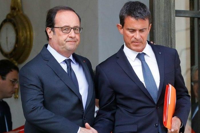 Within President Francois Hollande's (L) camp, Premier Manuel Valls (R) is talked of as a possible "Brutus", a reference to assasination of Julius Caesar