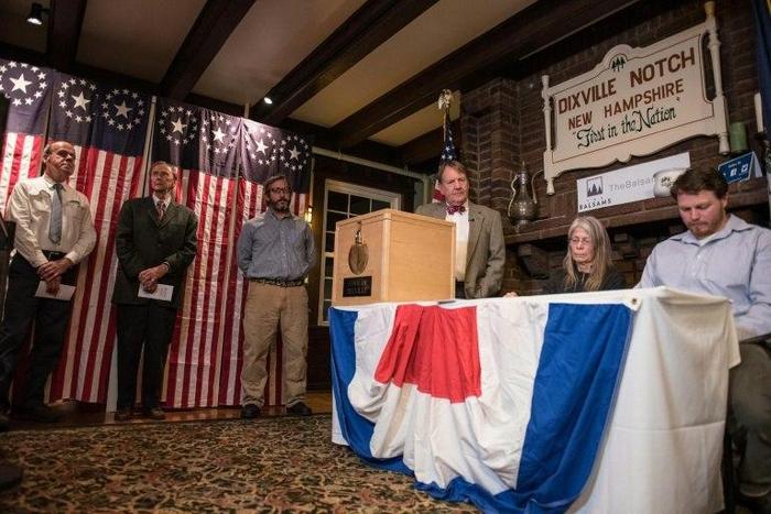The US presidential election got underway as seven people in the tiny New Hampshire village of Dixville Notch cast their ballots at the stroke of midnight