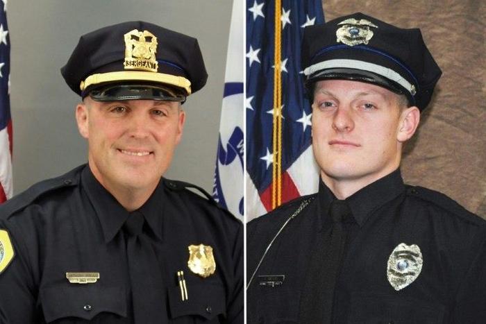 Sgt. Anthony ?Tony? Beminio (L), of the Des Moines Police Department and Officer Justin Martin, of the Urbandale Police Deptartment were killed in an ambush November 2, 2016, leading to a manhunt and the quick capture of the suspected gunman