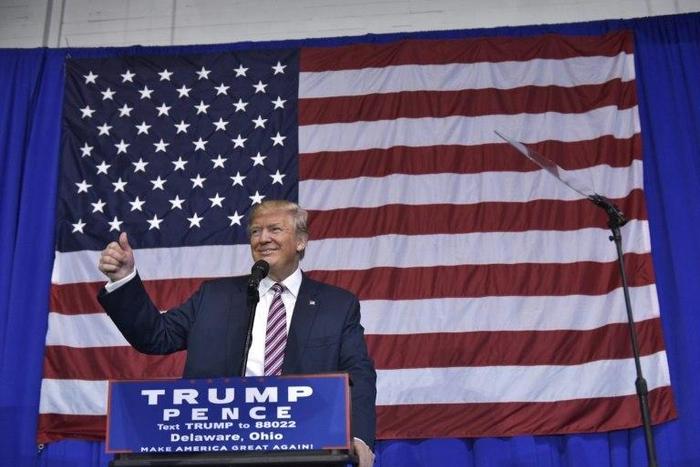 Republican presidential nominee Donald Trump speaks during a rally in Delaware, Ohio, on October 20, 2016