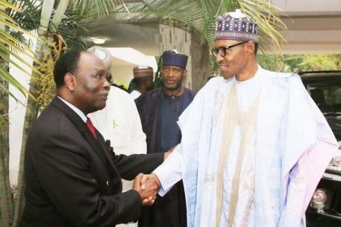 Former Head of State, Yakubu Gowon and President Muhammadu Buhari