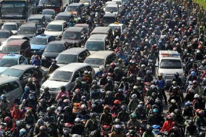 Photos from the traffic jam in Indonesia