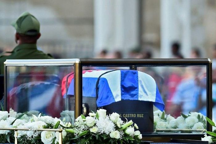 The urn with the ashes of Cuban leader Fidel Castro is driven through the streets of Havana starting a four-day journey across Cuba, on November 30, 2016
