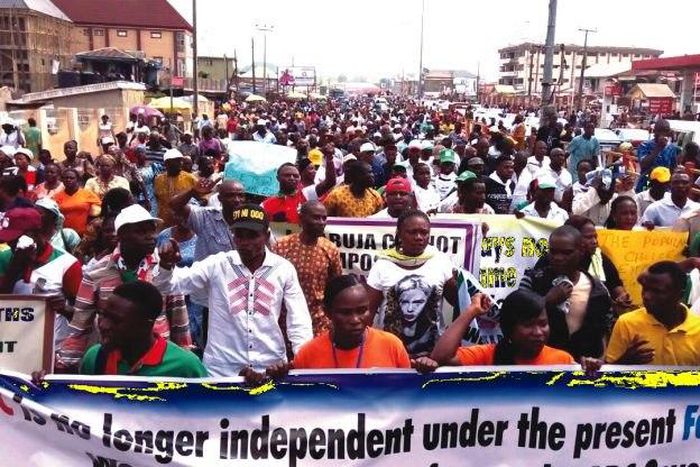 PDP supporters protesting in Ondo state