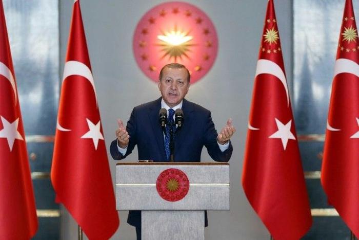 Turkish President Recep Tayyip Erdogan delivers a speech during the 9th Ambassadors Conference at the Presidental Complex in Ankara, on January 9, 2017
