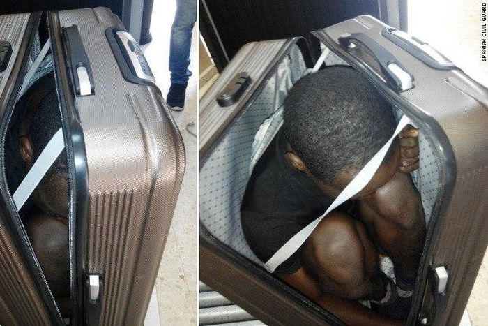 19-year-old Gabonese man in a suitcase