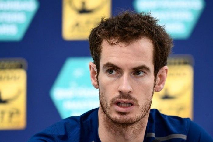 Britain's Andy Murray delivers a press conference at the ATP World Tour Masters 1000 indoor tournament in Paris on November 5, 2016, after Canada's Milos Raonic withdrew from their semi-final match due to an injury