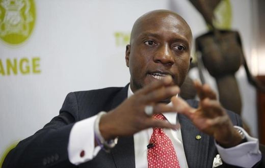 Oscar Onyema, Chief Executive Officer of the Nigerian Stock Exchange (NSE), gestures as he speaks during an interview with Reuters at his office in Lagos, Nigeria February 10, 2016. REUTERS/Akintunde Akinleye