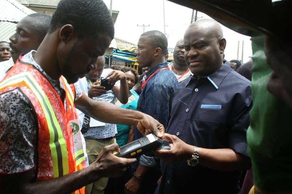 Governor Nyesom Wike at a polling booth during the just concluded Rivers rerun election held on Saturday, March 19, 2016.
