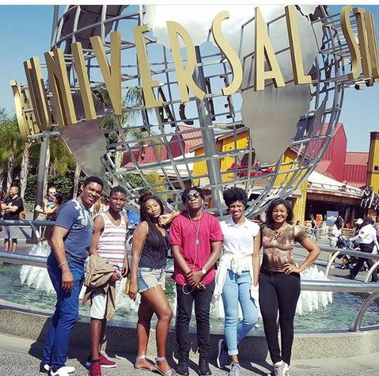 Omotola Jalade-Ekeinde and family at Universal studios