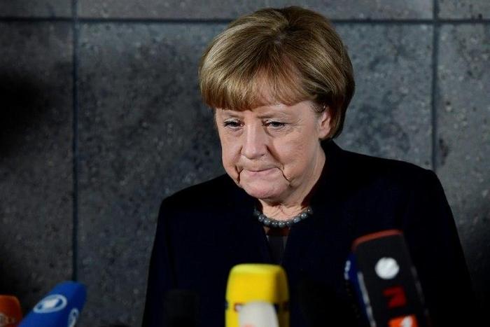 German Chancellor Angela Merkel delivers a statement at the Federal Criminal Police Office in Berlin on December 22, 2016 after being informed on the state of investigation of the Berlin attack