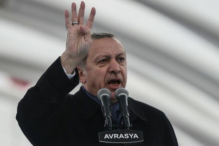 Turkish President Recep Tayyip Erdogan gestures as he delivers a speech on December 20, 2016 in Istanbul