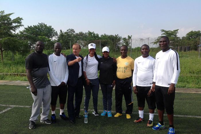 Gernot Rohr with Super Falcons crew
