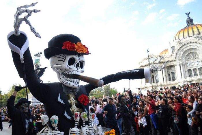 Floats depicting "Catrinas" and other death-related characters march during the first big parade to celebrate the Day of the Dead in Mexico City