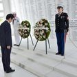US President Barack Obama (L) and Japanese Prime Minister Shinzo Abe place wreaths at the USS Arizona Memorial at Pearl Harbor in Honolulu, Hawaii on December 27, 2016