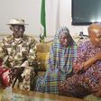 Governor Kashim Shettima receives 'rescued' Chibok schoolgirl, Rakiya Abubakar and her baby in Maiduguri