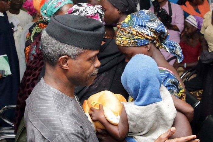 Vice President Yemi Osinbajo with released Chibok Girls