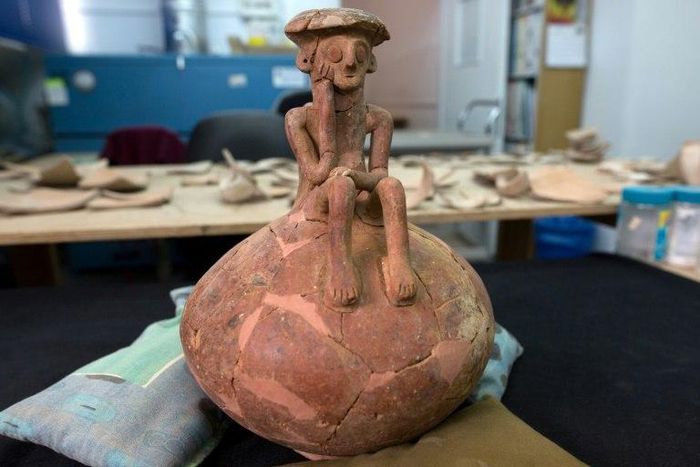 The ancient jug was found in a grave in Yehud, a small city near Tel Aviv