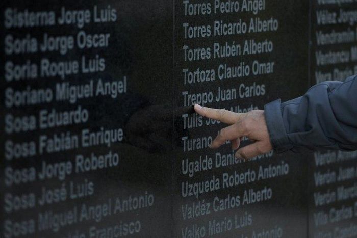 A memorial to the Argentines who died in the 1982 Falklands (Malvinas) war in Ushuaia, near the southern tip of Argentina