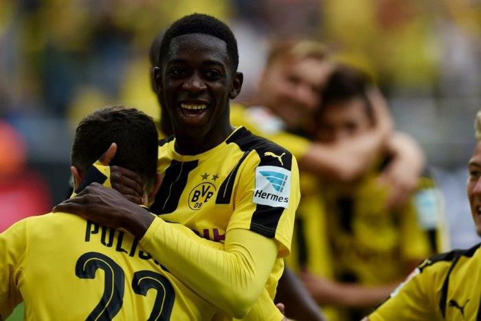The pressure will be on Dortmund's Ousmane Dembele (C) to score against Real Madrid to help the team set a new Champions League goal record