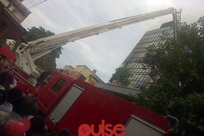 Fire service truck and crane