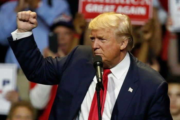 Republican presidential candidate Donald Trump speaks at a campaign rally in Cincinnati, Ohio, on October 13, 2016