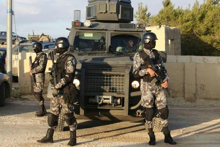 Jordanian security forces on duty during a funeral for the victims of a weekend attack in Karak, on December 19, 2016