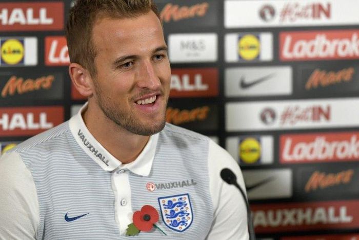 England striker Harry Kane answers questions during a press conference at St George's Park in Burton-on-Trent, on November 8, 2016