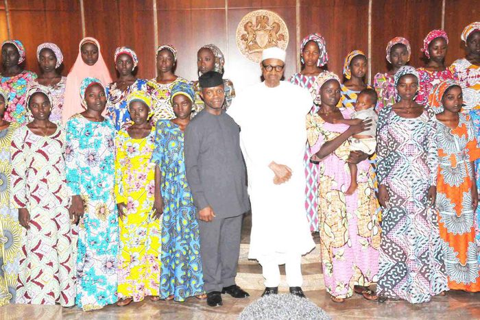 President Buhari and VP Osinbajo receive released Chibok Girls