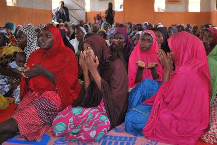 A cross secton of women and girls at an IDP camp