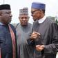 Governors Okorocha and Shettima are seen here with President Buhari in 2016