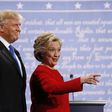 Republican U.S. presidential nominee Donald Trump and Democratic U.S. presidential nominee Hillary Clinton look on at the start of their first presidential debate at Hofstra University in Hempstead, New York, U.S., September 26, 2016.  
