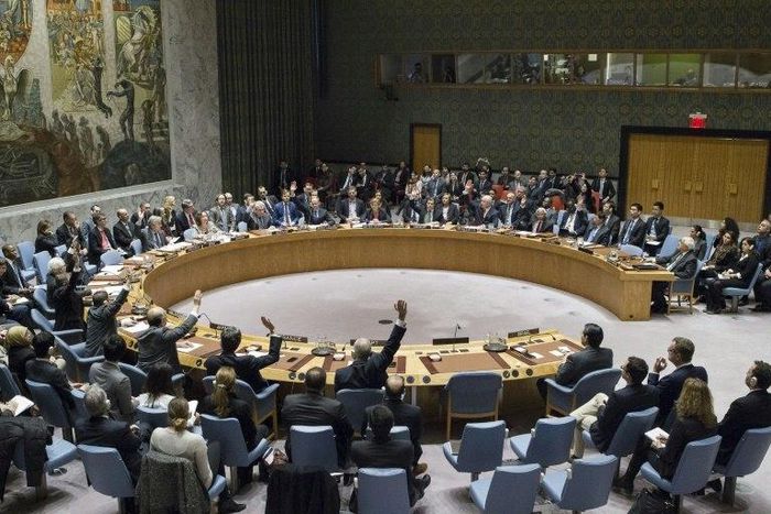 In this image released by the UN, members of the Security Council vote on December 23, 2016, on a resolution to stop Israeli settlements