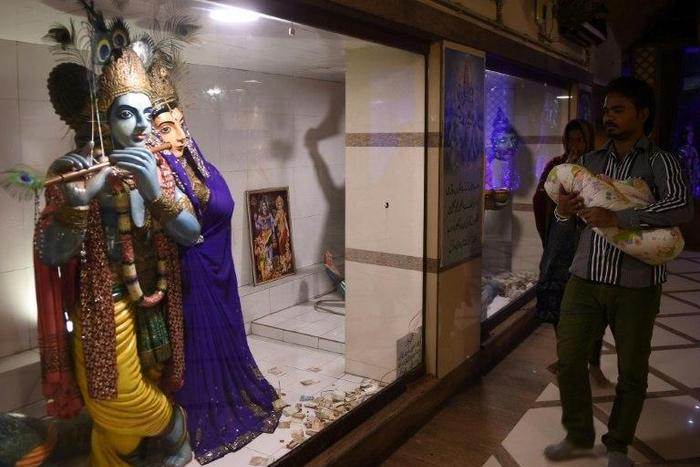 Pakistani Hindus visit a temple in Karachi on November 24, 2016