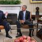 US President Barack Obama (R) meets with Republican President-elect Donald Trump at the White House on November 10, 2016
