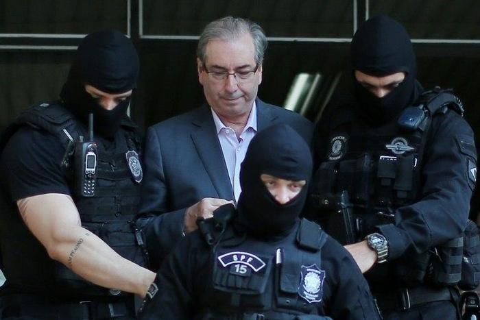Eduardo Cunha was jailed to await trial on charges of bribe taking, money laundering and stashing his illicit gains in Swiss accounts