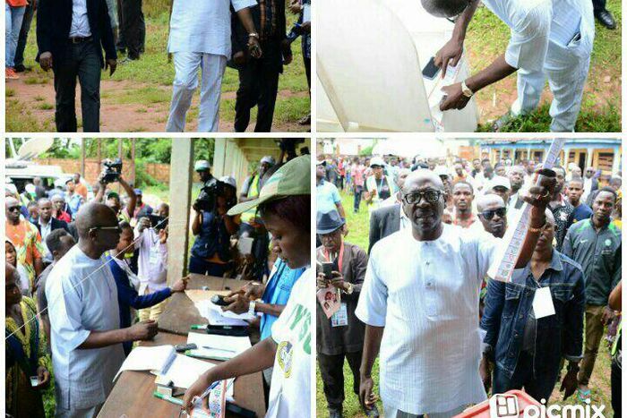 PDP candidate, Osagie Ize-Iyamu casts his vote on September 28, 2016