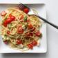 Spaghetti, tomatoes and basil