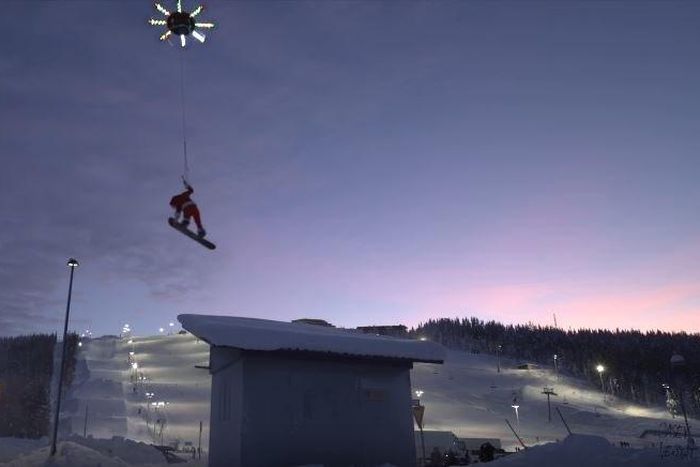 Casey Neistat being lifted by a drone
