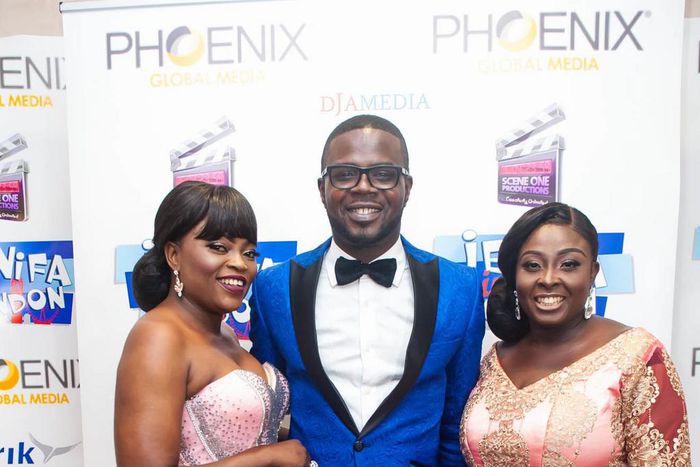 Funke AKindele, JJC and Lolo 1 at "Jenifa in London" premiere