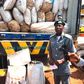 The seized goods being displayed by Mohammed Uba Garba