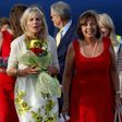 Jill Biden (C), wife of U.S. Vice President Joe Biden, walks next to Josefina Vidal (R), director of U.S. affairs at the Cuban foreign ministry, upon her arrival at Jose Marti airport in Havana, Cuba, October 6, 2016.