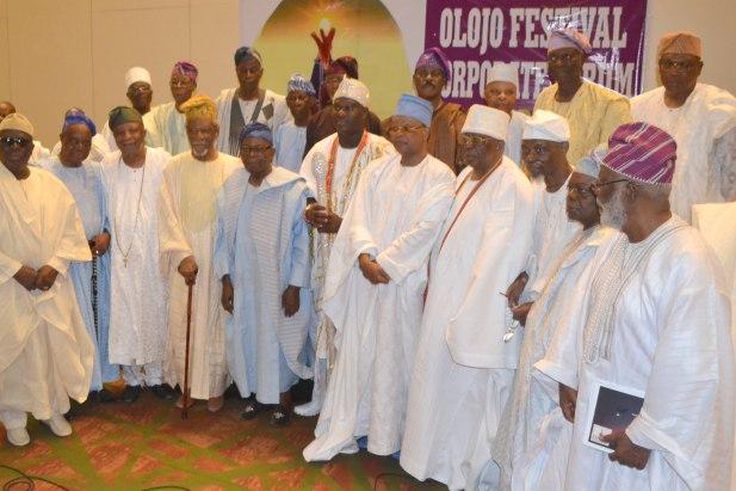 The Ooni of Ife and some Yoruba elders at the Olojo Festival Corporate Forum