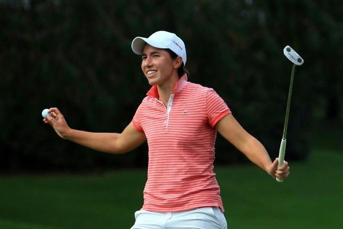 Carlota Ciganda of Spain celebrates after winning the tournament on November 13, 2016