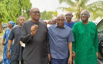 Peter Obi attends the burial of the Judge who nullified his impeachment as governor.